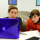 Emma Ladouceur goes over her coding project with Flatiron teaching assistant Joe Cutler, 16.